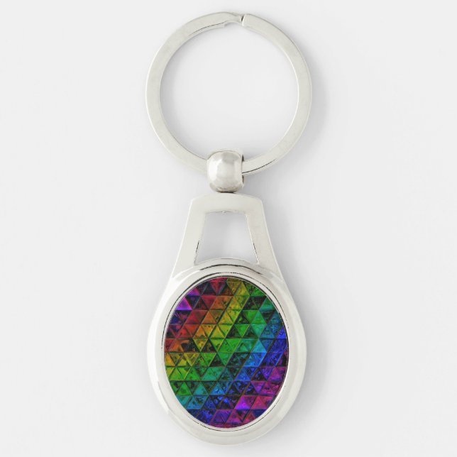 Pride glas ovalt silverfärgad nyckelring (Framsidan)