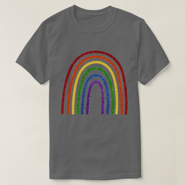 Pride Glitter-handritad regnbåge T Shirt (Design framsida)