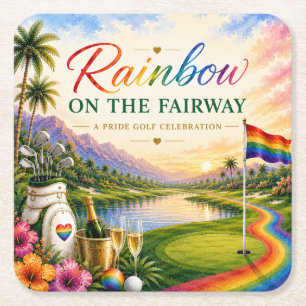 Pride Golf Regnbåge på Fairway-fältet Firande Underlägg Papper Kvadrat