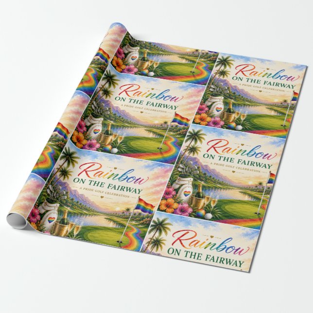 Pride Golf Regnbåge på Fairway-firande Presentpapper (Utrullad)