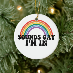Pride HBT Ljud Gay I är i Gay Rainbow Julgransprydnad Keramik