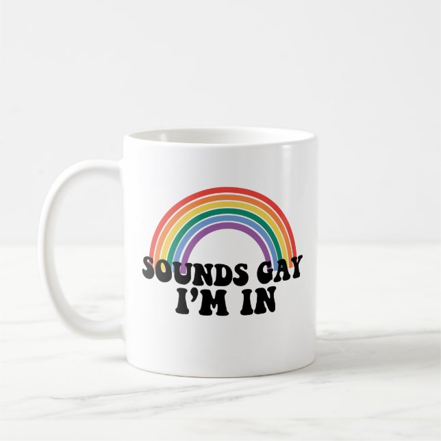 Pride HBT Ljud Gay Jag Är I Gay Regnbåge Kaffemugg (Vänster)