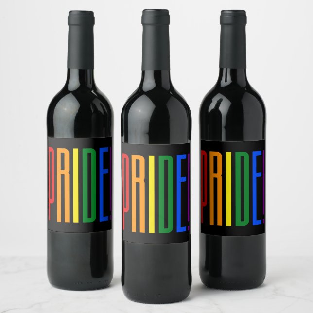Pride! HBT-regnbågsflaggans färger Typografi Logo Vinflaska Etikett (Flaskor)