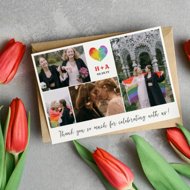 Pride Heart Bröllop Photo Collage Tack (Skapare uppladdad)