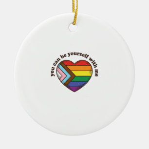 Pride Heart Du Kan Vara Sann Mot Mig T-Shirt Desi Julgransprydnad Keramik