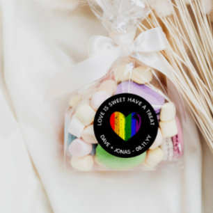 Pride Heart Love Is Sweet LGBT Wedding Favor Runt Klistermärke