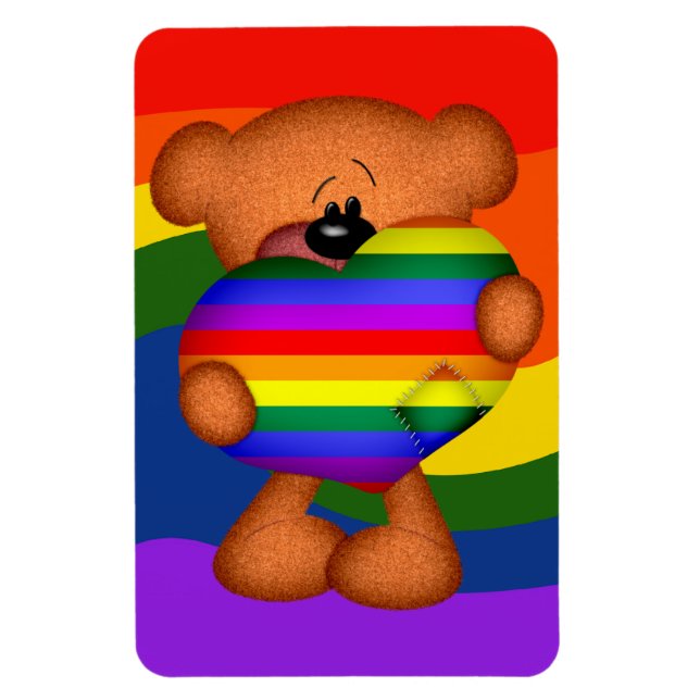 Pride Heart-Nalle Magnet (Vertikal)