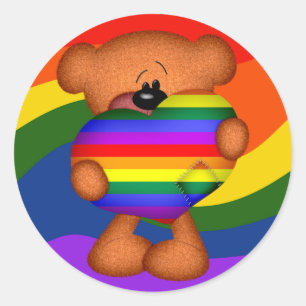 Pride Heart-Nalle Runt Klistermärke
