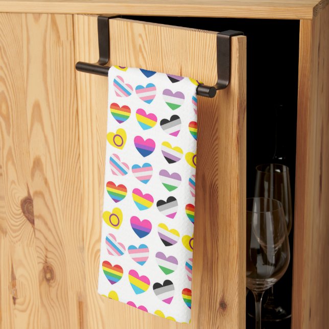 Pride Hearts Kitchen Towel Kökshandduk (Thirds Fold)