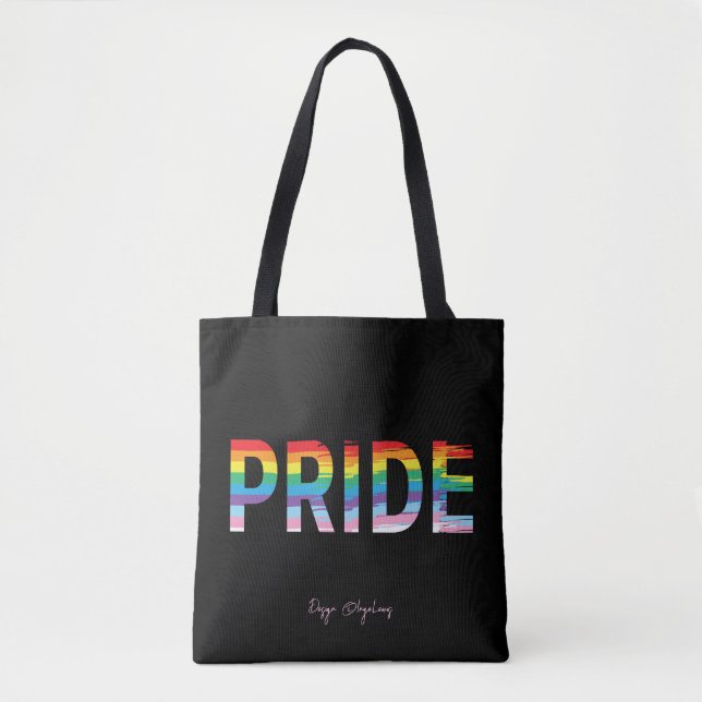 PRIDE HGBTQIA Rainbow Flagga, Pride Coola Tote Bag Tygkasse (Framsida)