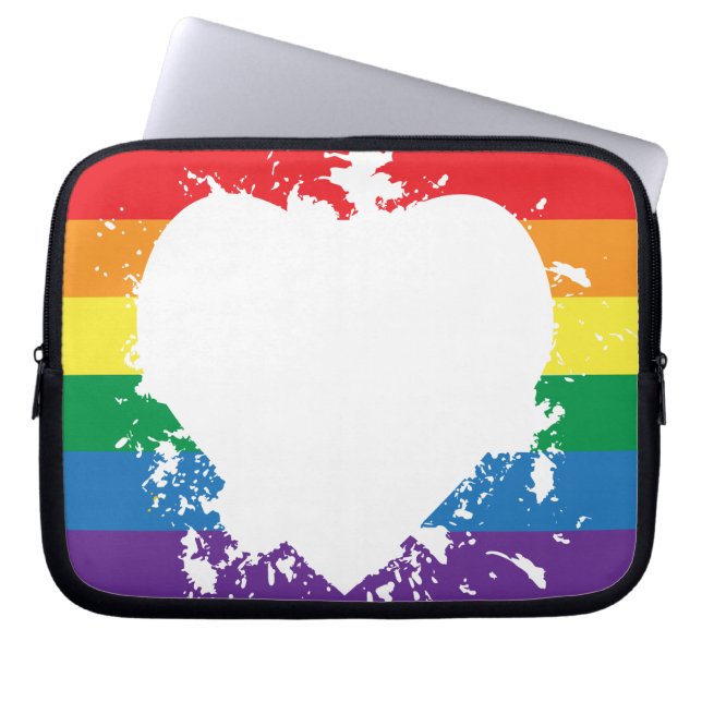 Pride-Hjärtomvänd färgbanderoll Laptop Fodral (Framsidan)