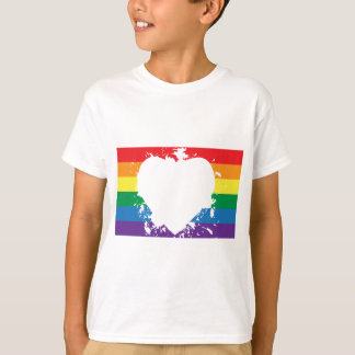 Pride-Hjärtomvänd färgbanderoll T-shirt