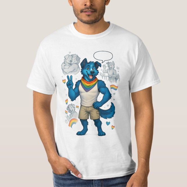 Pride Hund mit Regenbogen Halstuch & Sprechblase T Shirt (Framsida)