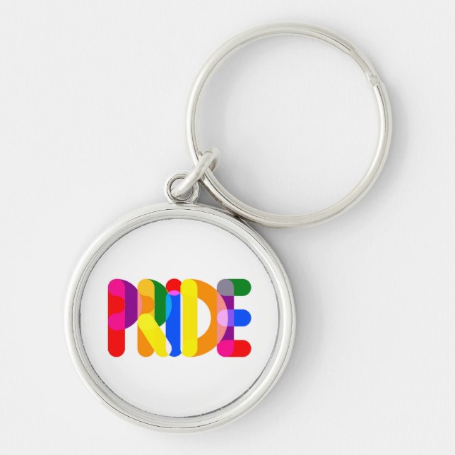 Pride i design rund silverfärgad nyckelring (Framsidan)