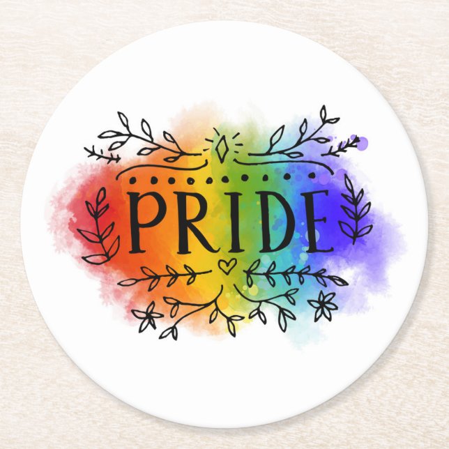 Pride i vattenfärg underlägg papper rund (Framsidan)