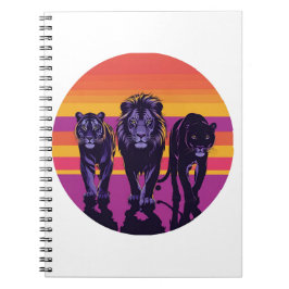 Pride i Vilden - Retro Big Cats Silhouette Anteckningsbok