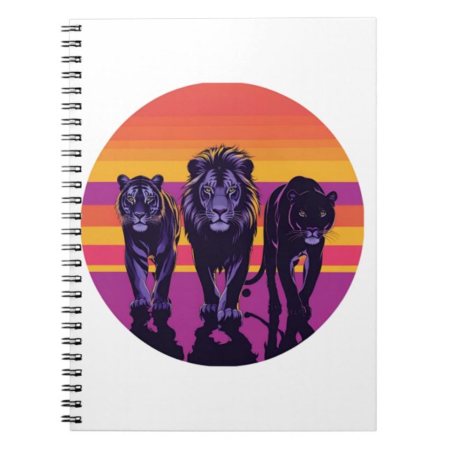 Pride i Vilden - Retro Big Cats Silhouette Anteckningsbok (Framsidan)