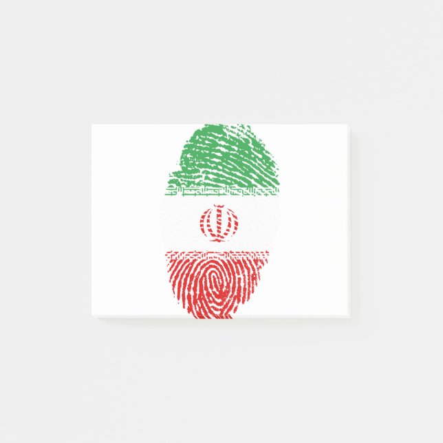 Pride-ID för Iran Flagga Fingerprint Land Post-it Block (Framsida)