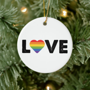 Pride Kärlek är Kärlek Gay Jämlikhet Regnbåge HBTQ Julgransprydnad Keramik