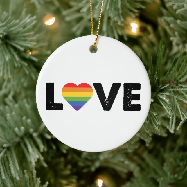 Pride Kärlek är Kärlek Gay Jämlikhet Regnbåge HBTQ Julgransprydnad Keramik (Träd)
