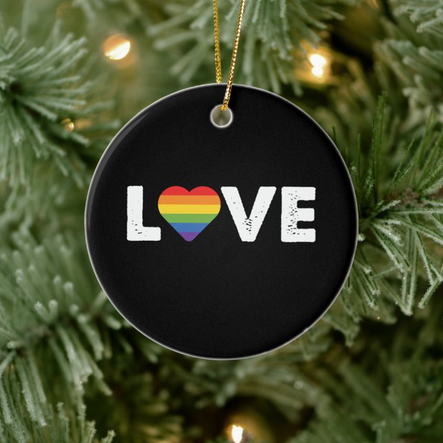 Pride Kärlek är Kärlek Gay Jämlikhet Regnbåge HBTQ Julgransprydnad Keramik (Träd)