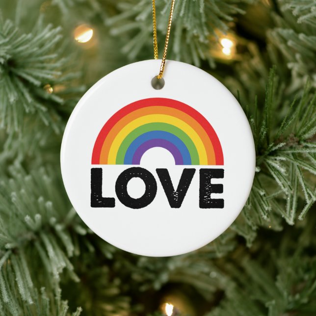 Pride Kärlek är Kärlek Gay Jämlikhet Regnbåge HBTQ Julgransprydnad Keramik (Träd)