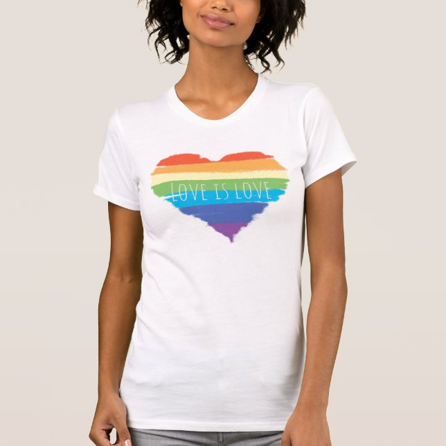 Pride kärlek är kärlek Gay pride Regnbågens Flagga T Shirt (Framsida)