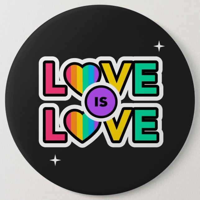 Pride. Kärlek är kärlek. Gay Rainbow färg Button Knapp (Framsida)
