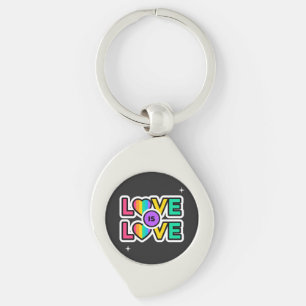 Pride. Kärlek är kärlek. Gay Rainbow färg Keyc Swirl Silverfärgad Nyckelring