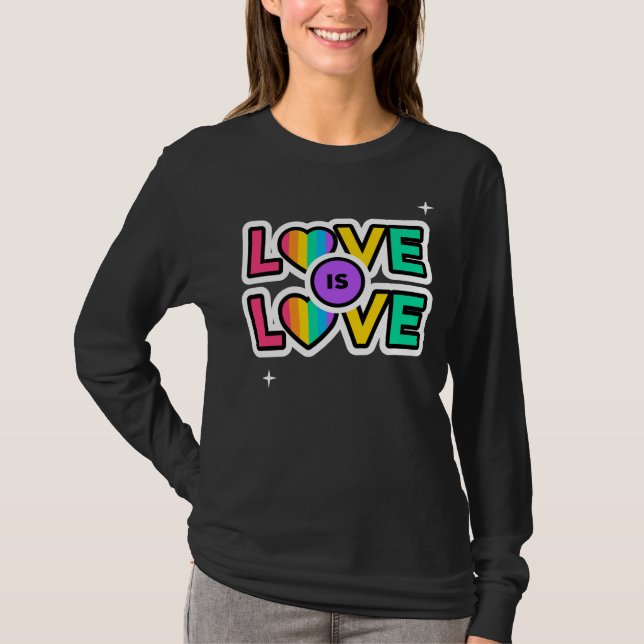 Pride. Kärlek är kärlek. Gay Rainbow färg T Shirt (Framsida)