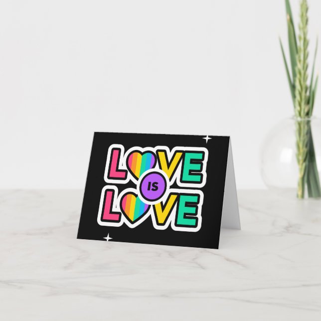 Pride. Kärlek är kärlek. Gay Rainbow färg Tack Kort (Framsida)