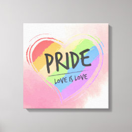 Pride Kärlek är Kärlek Rainbow Heart Canvastryck