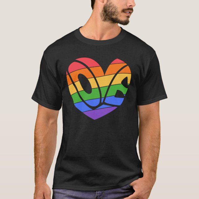 Pride Kärlek Gay Rainbow LGBTQ T Shirt (Framsida)