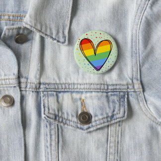 Pride Kärlek Hjärta Gay Regnbåge HBTQ Klistermärke Knapp