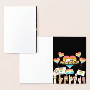 Pride kärlek. Kärlek är rättvist. Pride månad. Folierat Kort