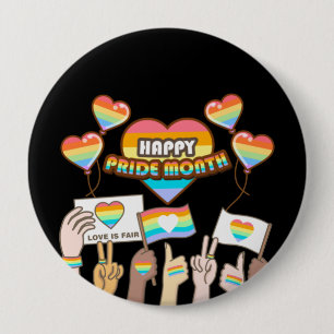 Pride kärlek. Kärlek är rättvist. Pride månad. Knapp