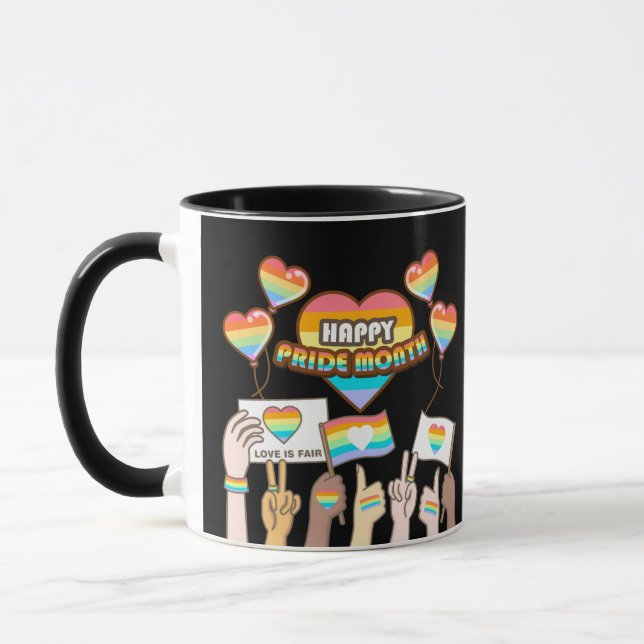 Pride kärlek. Kärlek är rättvist. Pride månad. Mugg (Vänster)