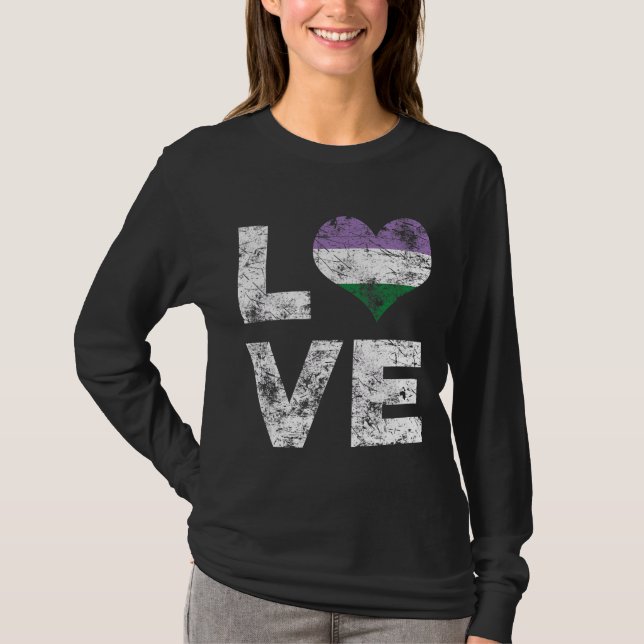 Pride Kärlek Retro Heart Flagga T Shirt (Framsida)