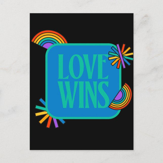 Pride-kärlek vinner. Gay rainbow lgbt Vykort (Framsida)