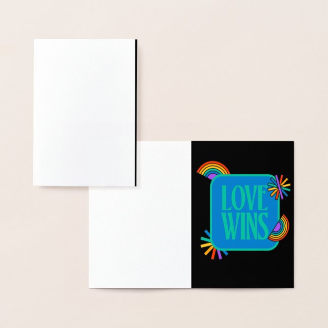 Pride-kärlek vinner. Gay rainbow lgbtq Folierat Kort (Display)