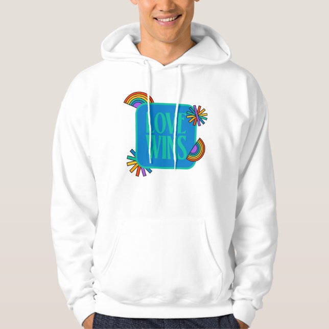 Pride-kärlek vinner. Gay rainbow lgbtq Hoodie (Framsida)