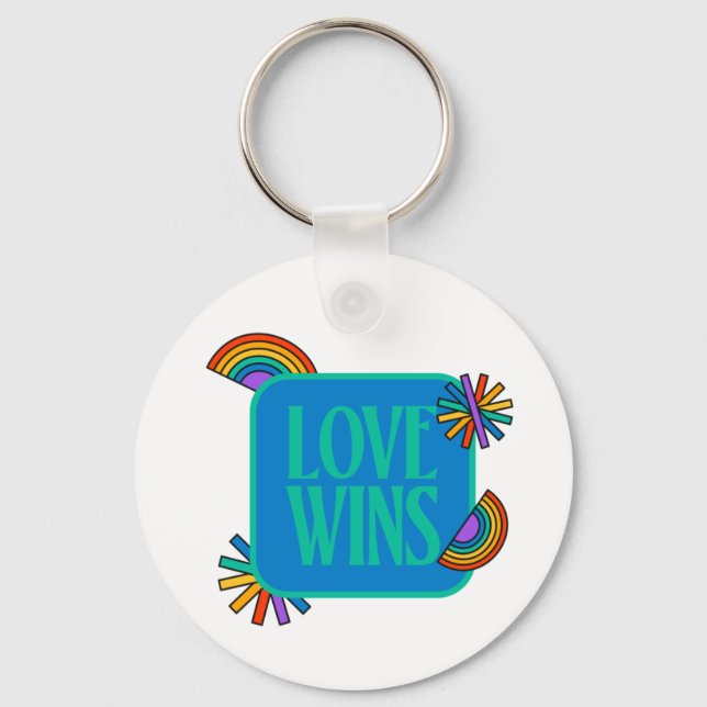 Pride-kärlek vinner. Gay rainbow lgbtq Keych Nyckelring (Framsida)