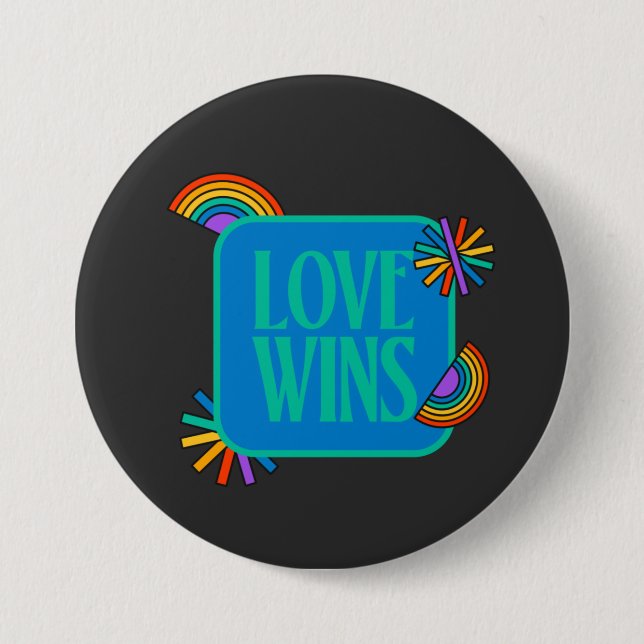 Pride-kärlek vinner. Gay rainbow lgbtq Knapp (Framsida)