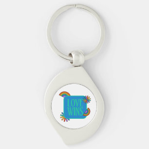 Pride-kärlek vinner. Gay rainbow lgbtq Nyckel Swirl Silverfärgad Nyckelring
