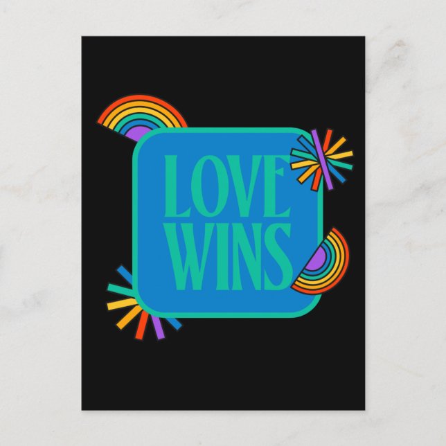 Pride-kärlek vinner. Gay rainbow lgbtq Vykort (Framsida)