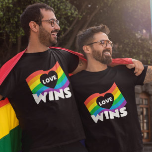 Pride Kärlek vinner HBT Rainbow Flagga Heart T Shirt