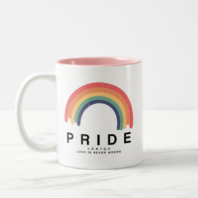 Pride Kärlek Vins Colorful Rainbow LGBTQ Två-Tonad Mugg (Vänster)
