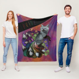 Pride Kitsune och Columbine Flowers Fleecefilt