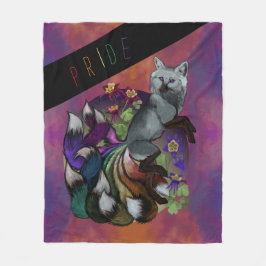 Pride Kitsune och Columbine Flowers Fleecefilt