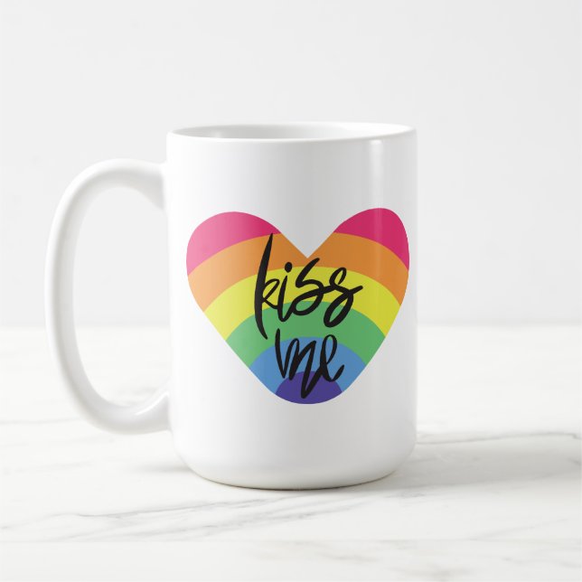 Pride, kyss mig, kärlek är rättvist. kaffemugg (Vänster)